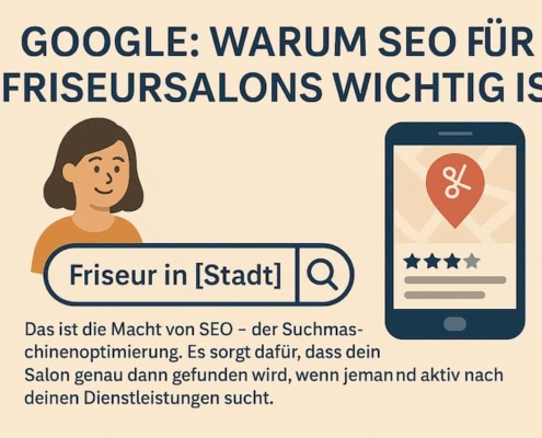 Eine Frau nutzt ihr Smartphone für eine lokale Googlesuche nach einem nahegelegenen Friseursalon