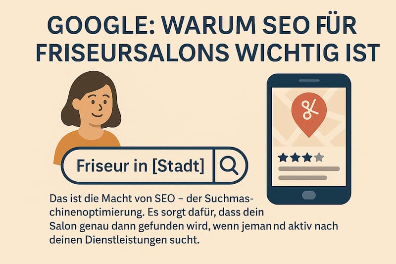 Eine Frau nutzt ihr Smartphone für eine lokale Googlesuche nach einem nahegelegenen Friseursalon